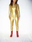 Yellow Shiny Metallic zentai Front Open Unisex Catsuit